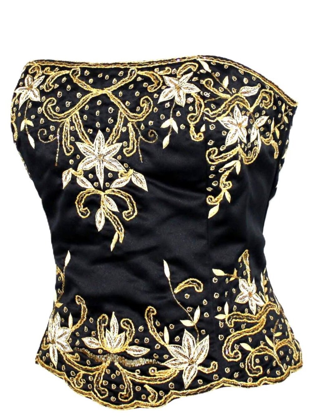 JASDEE Vintage Bustier Corset Hand Work Gotta Thread Embroidery On Satin F3033